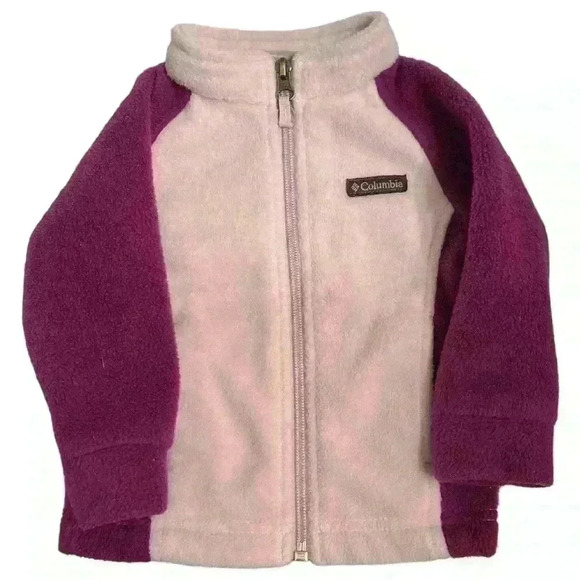 Baby girl Columbia fleece full zip jacket 6-12 mos lavender & plum - Picture 3 of 8